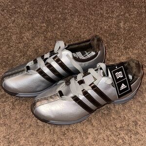Adidas Women's Metallic Silver and Brown Sneakers